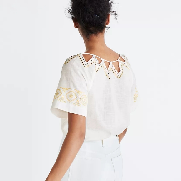 Madewell Tops - Madewell white eyelet peekaboo top size S